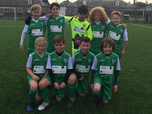 P6 pupils delighted with their new football strips